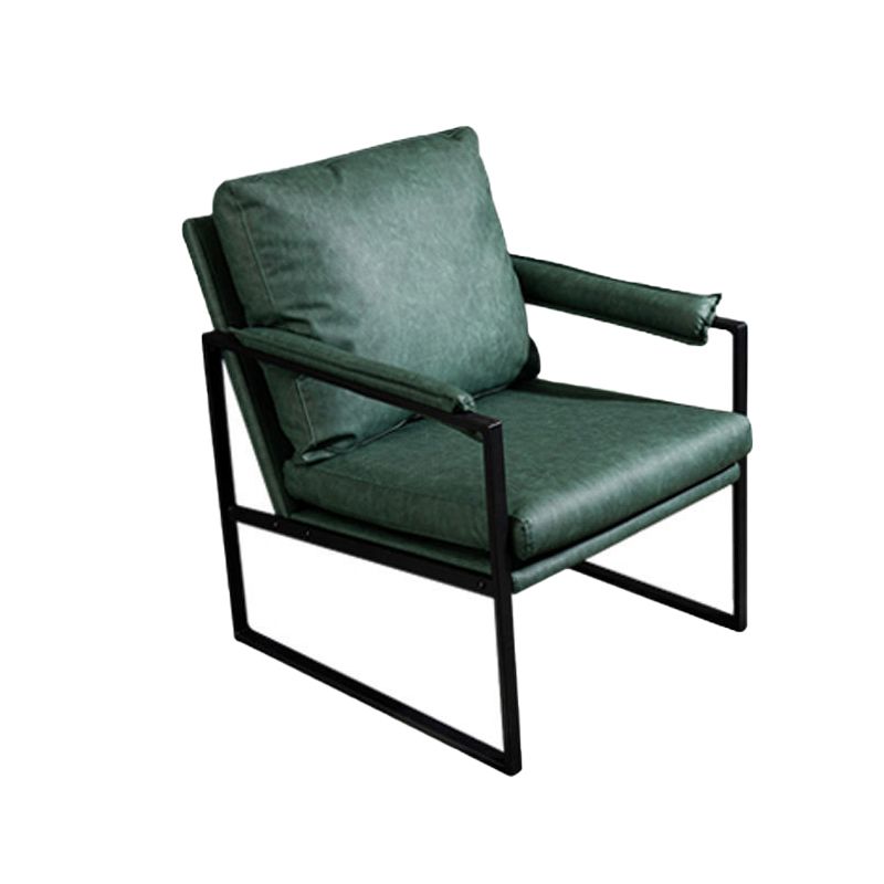 Contemporary Faux Leather Sled Pillow Back with Black Legs Accent Armchair