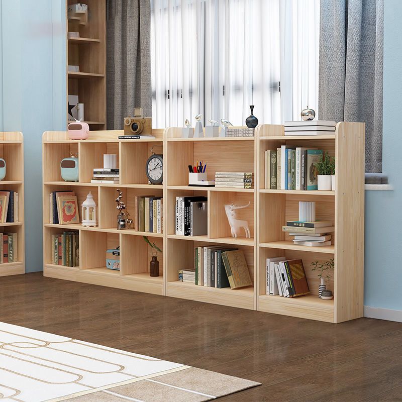 Modern Brown Shelf Bookcase Closed Back Wooden Book Shelf for Study Room