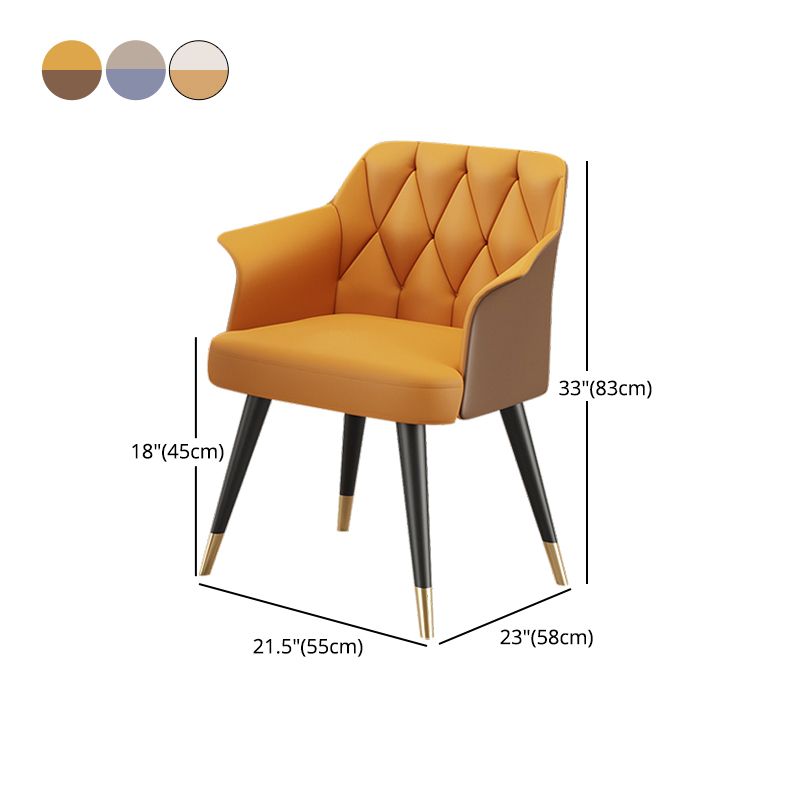 Glam Metal Arm Dining Chair Faux Leather Side Chairs for Home Use Clearhalo ' kitchen&dining_furn' 'Dining Chairs' 'Dining Tables & Seating' 'dining_chair' 'furn' 'furn_dining_chair' 'Furniture' 'furniture_dining_chair' 'Kitchen & Dining Furniture' 'kitchen' 1200x1200_12e7a049-3b24-4699-b094-1472d87958a6