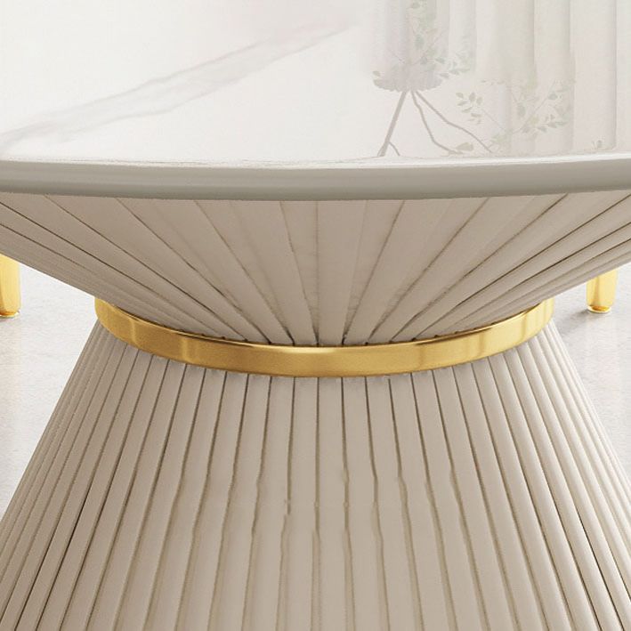 Glam Pedestal Dining Table White Dining Table with Turntable for Kitchen Clearhalo 'Dining Tables & Seating' 'Dining Tables' 'dining_table' 'furn' 'furn_dining_table' 'Furniture' 'Kitchen & Dining Furniture' 1200x1200_12e80043-449c-4128-b50c-3d14944a3599