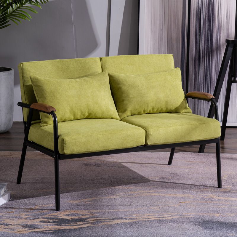 Black Industrial Linen Sofa with Bolster Pillows 29.53"High Square Arm Sofa Clearhalo 'furn' 'furn_sofas' 'Furniture' 'furniture_sofas' 'kitchen' 'kitchen_sofas' 'Living Room Furniture' 'Sofa' 'sofas' 1200x1200_12e8af23-2224-4c83-9ecf-609302d42a55