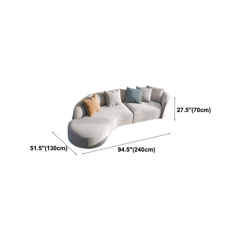 51 Inch One Arm Sectionals, Tight Back Curved Sectional Sofa for Living Room