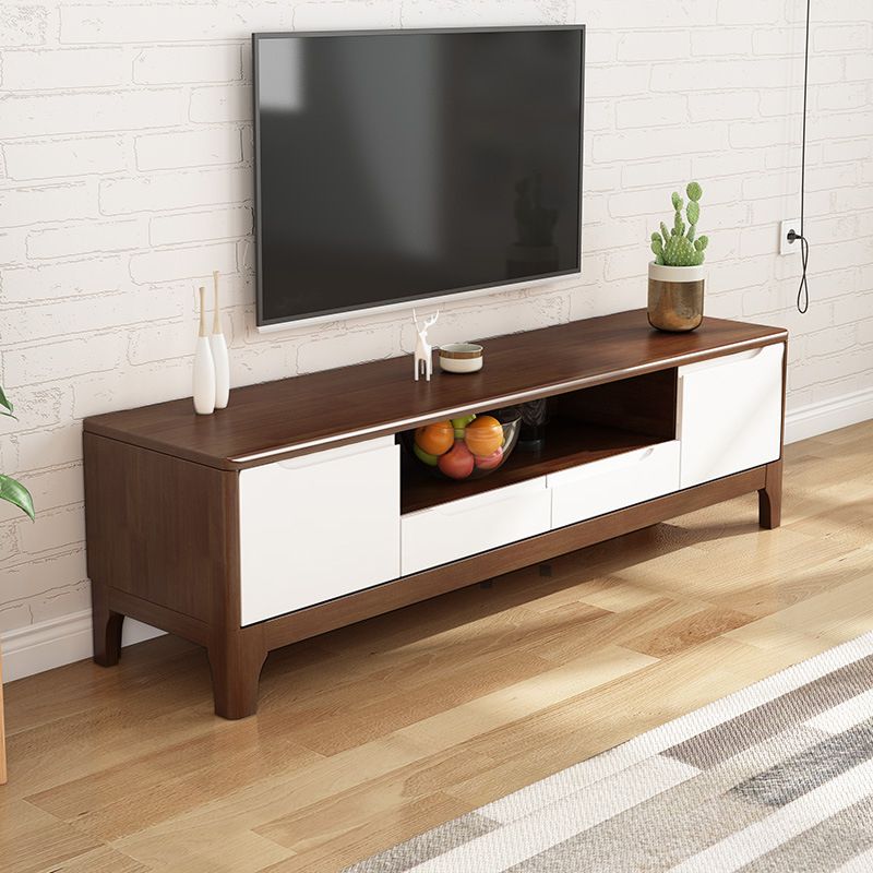 Modern TV Media Stand 15" W Rubberwood TV Stand Console with Drawers Clearhalo 'furn' 'furn_tv_stands_entertainment_centers' 'Furniture' 'Living Room Furniture' 'TV Stands & Entertainment Centers' 'TV Stands & Media Storage Furniture' 'tv_stands_entertainment_centers' 1200x1200_12ed9d9b-da87-4f45-b26a-d6387e526b64