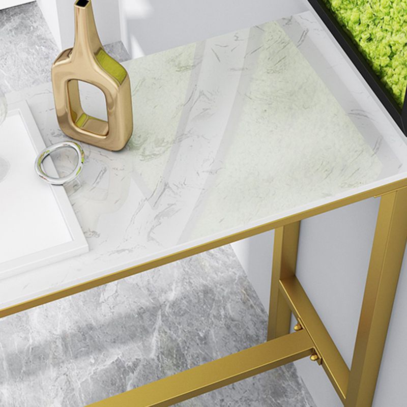 Modern Faux Marble Rectangle White Top Trestle Bar Dining Table for Kitchen Clearhalo 'Bar Furniture' 'Bar Tables' 'bar_tables' 'furn' 'furn_bar_tables' 'Furniture' 'Kitchen & Dining Furniture' 1200x1200_12efef7f-91e1-47bf-8c79-75807eea8730