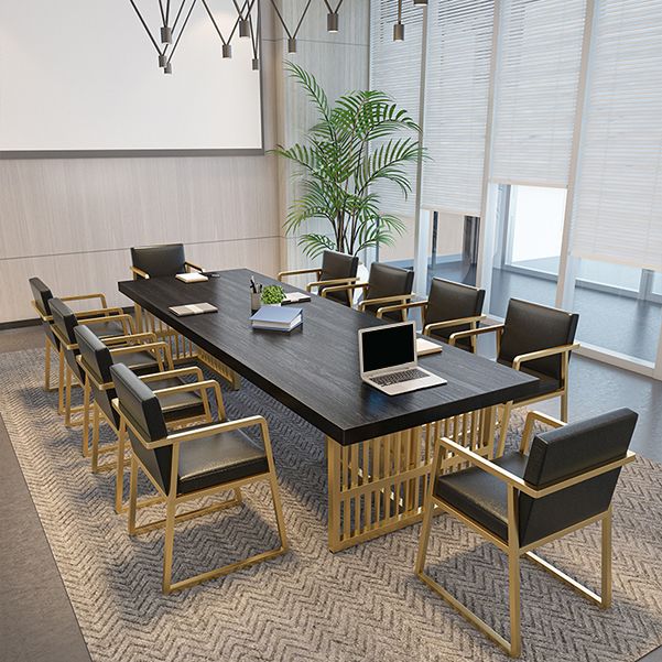 Glam Style Rectangular Office Desk Solid Wood Top Desk with Metal Legs for Office Clearhalo 'furn' 'furn_office_desk' 'Furniture' 'furniture_office_desk' 'Office Desks' 'Office Furniture' 'office_desk' 1200x1200_12f179a4-12d6-4749-bcf2-91950ddde335