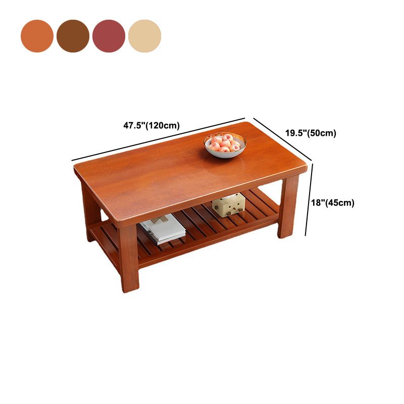 17.7" H Modern Rectangle Wood Coffee Table 4 Legs Cocktail Table with Shelf