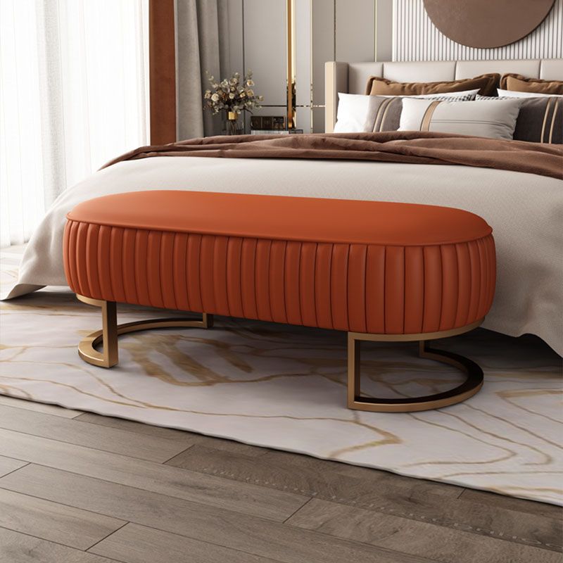 Modern Upholstered Bedroom Bench 16.5"H Seating Bench with Gold Metal Base Clearhalo 'Benches' 'Chairs & Seating' 'furn' 'furn_benches' 'Furniture' 'Living Room Furniture' 1200x1200_12f5e818-c474-4e5b-b581-4b87aee4afd2