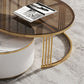 Slate/Glass Top Coffee Table with 2 Storage Drawers Modern Round