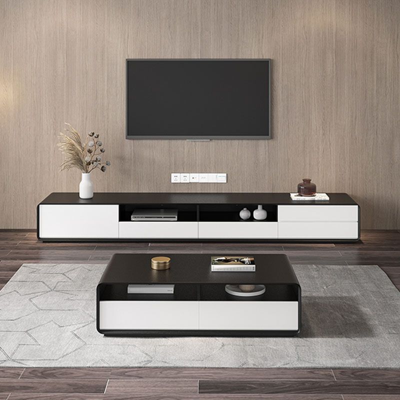 14.96" H Faux Wood TV Console 4-Drawer 1-Door Open Shelf TV Stand Clearhalo 'furn' 'furn_tv_stands_entertainment_centers' 'Furniture' 'Living Room Furniture' 'TV Stands & Entertainment Centers' 'TV Stands & Media Storage Furniture' 'tv_stands_entertainment_centers' 1200x1200_12f73461-5555-4654-b527-0465262f0c35