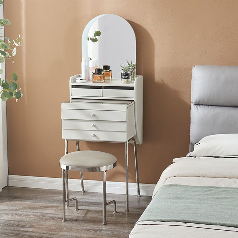 Zeitgenössischer Waschtisch Schminktisch Glass Top Eitelkeit Make -up -Tisch Set