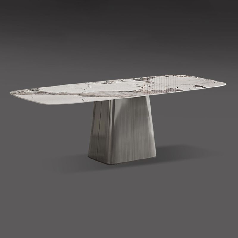 Metal Traditional Luxury Rectangle Table Sintered Stone Indoor Table with Grey Pedestal Clearhalo ' dining_table' 'Dining Tables & Seating' 'Dining Tables' 'furn' 'furn_dining_table' 'Furniture' 'furniture_dining_table' 'Kitchen & Dining Furniture' 'kitchen&dining_furn' 'kitchen' 'kitchen_dining_table' 1200x1200_12fc3143-9688-4005-ab49-c3d4fe512850
