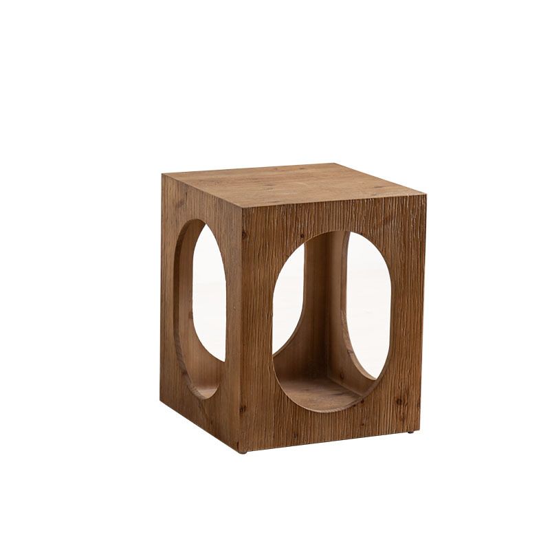 Rustic Square Wooden End Table Natural Drum Sofa Side Accent Table Clearhalo 'Coffee & Accent Tables' 'End & Side Tables' 'end_side_tables' 'furn' 'furn_end_side_tables' 'Furniture' 'Living Room Furniture' 1200x1200_12fc90ca-7881-4800-91bb-baf8309eb5a5