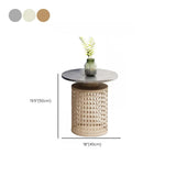 Contemporary Round Cocktail Table Slate Frame Coffee Cocktail Table