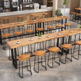 Modern 1/9 Pieces Bar Table Set Rectangle Wood Counter Table with High Stools