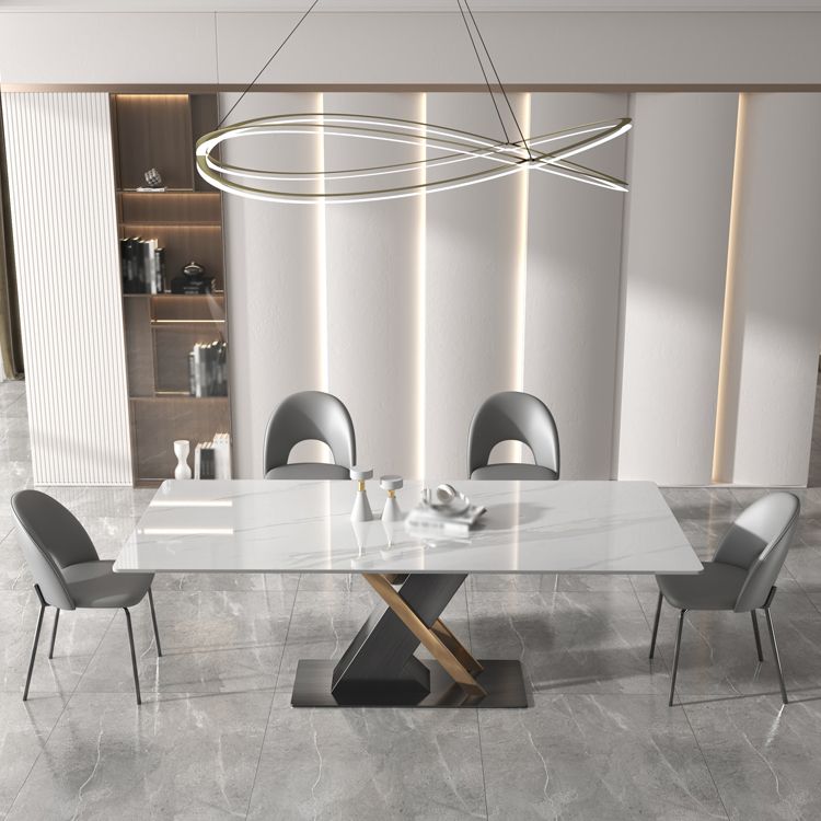 Modern Sintered Stone Dining Table White Dining Room Table with Pedestal Base Clearhalo 'Dining Tables & Seating' 'Dining Tables' 'dining_table' 'furn' 'furn_dining_table' 'Furniture' 'furniture_dining_table' 'Kitchen & Dining Furniture' 'kitchen' 'kitchen_dining_table' 1200x1200_12ffe8b0-b6df-4b7e-9095-c06757468f14