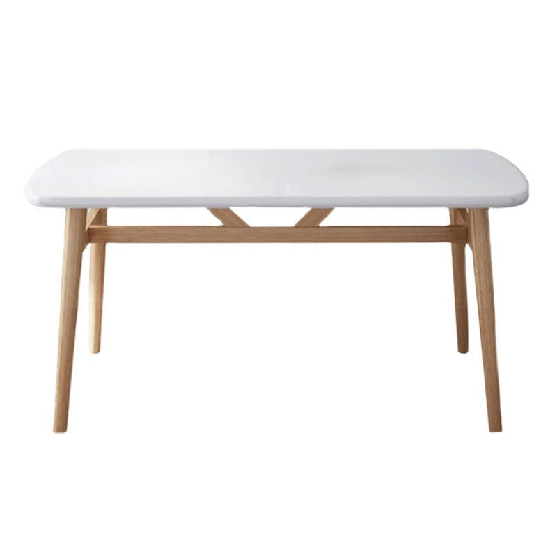 Hedendaagse rechthoekige houten eettafel met ijzeren schok voor 2-4 personen