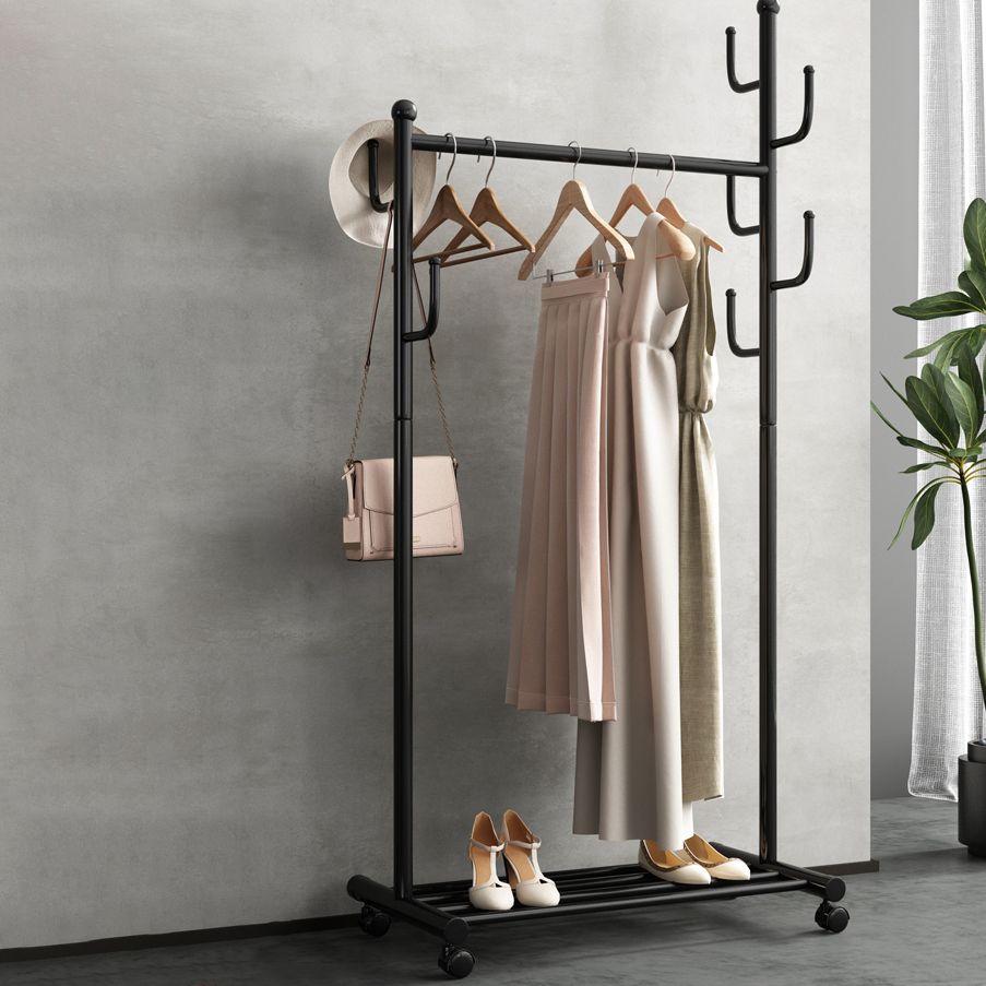 Black and White Steel Armoire Modern Style Cabinet with Clothing Rod Clearhalo 'Armoires & Wardrobes' 'armoires_wardrobes' 'Bedroom Furniture' 'furn' 'furn_armoires_wardrobes' 'Furniture' 1200x1200_13005f2c-1f26-45d5-bd7e-cdb855fe2a4f