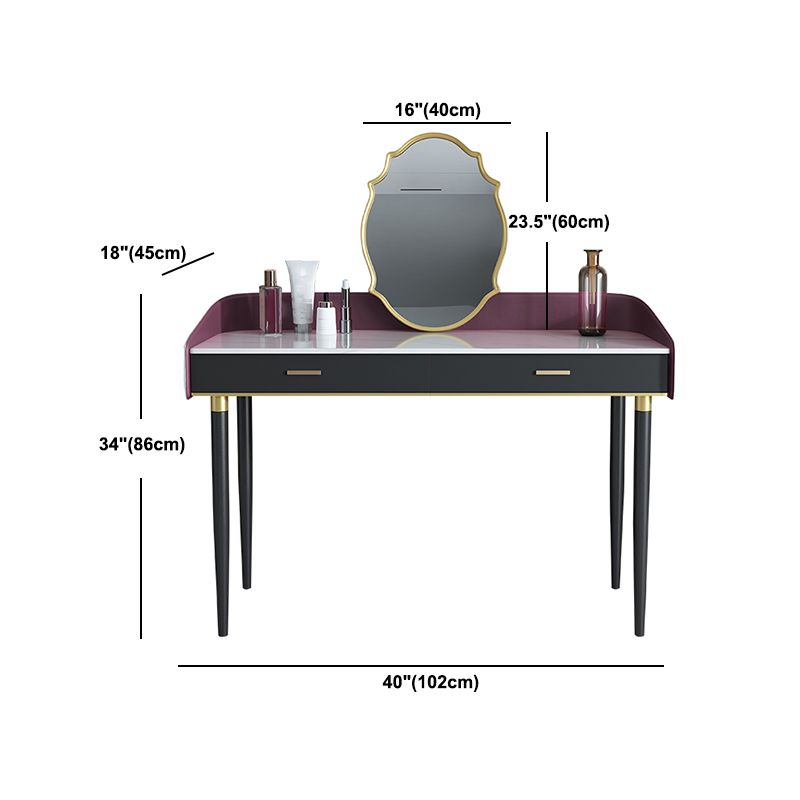 Solid Wood Vanity Luxurious Stone Top Dressing Table in Purple Clearhalo 'Bedroom Furniture' 'furn' 'furn_makeup_vanities' 'Furniture' 'Makeup Vanities' 'makeup_vanities' 1200x1200_1300cc7f-a498-4d35-939f-900771315f0a