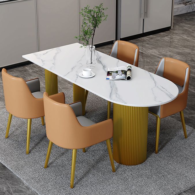 Free Form Stone Top Dining Table Iron Base Dining Table for Dining Room