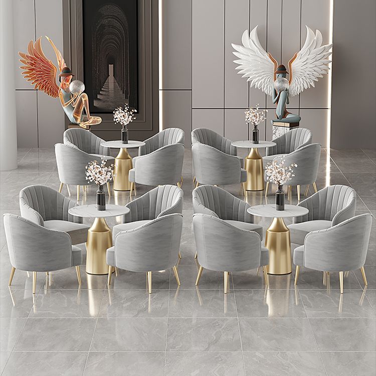 Glam Round Dining Table Set 1/5 Pieces Dinette Set with White Stone Top Clearhalo 'Dining Room Sets' 'Dining Tables & Seating' 'dining_room_set' 'furn' 'furn_dining_room_set' 'Furniture' 'Kitchen & Dining Furniture' 1200x1200_13040084-3c72-451b-9652-5317e176c859