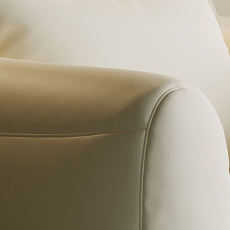 Genuine Leather Loose Back Sofa 31.5" H Beige Tuxedo Arm Sofa