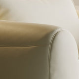 Genuine Leather Loose Back Sofa 31.5" H Beige Tuxedo Arm Sofa