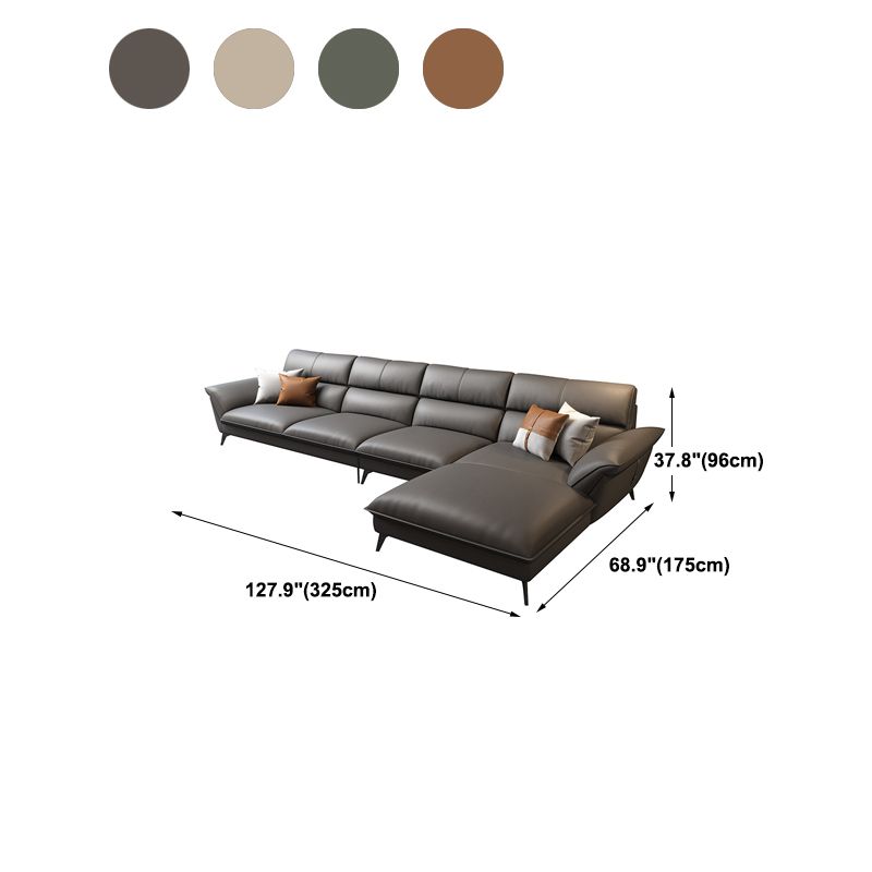 Glam Stationaire woonkamer Wandelde armkussens Faux Lederen Sofa Chaise