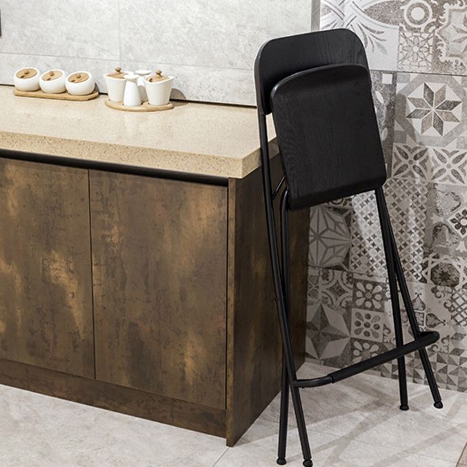 Industrial Folding Wood Stool Backrest Counter Stool for Restaurant Clearhalo 'Bar Furniture' 'Bar Stools' 'bar_stools' 'furn' 'furn_bar_stools' 'Furniture' 'Kitchen & Dining Furniture' 1200x1200_1307f10d-2060-4728-9dc2-f9d08120b8ae