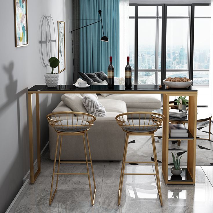 Marble Bistro Bar Desk with Rectangle Table Top Double Pedestal Table - 41.3" H Clearhalo 'Bar Furniture' 'Bar Tables' 'bar_tables' 'furn' 'furn_bar_tables' 'Furniture' 'furniture_bar_tables' 'Kitchen & Dining Furniture' 1200x1200_130987c0-d0dc-4d71-91c2-f757dbb3e7bc