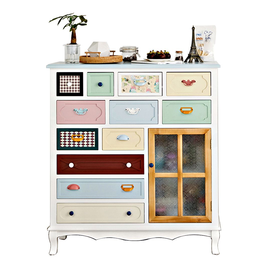 Coastal Storage Chest Dresser Manufactured Wood Dresser with Drawers and Doors