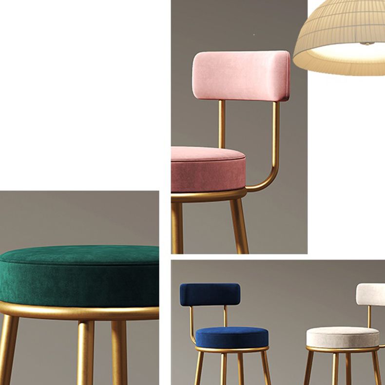 Glam Metal Upholstered Barstool Indoor Bar Stool with Low Back and Ron Legs Clearhalo 'Bar Furniture' 'Bar Stools' 'bar_stools' 'furn' 'furn_bar_stools' 'furniture_bar_stools' 'Kitchen & Dining Furniture' 'kitchen&dining_furn' 'kitchen' 'kitchen_furn' Furniture' 1200x1200_130a1231-e3a8-4b9a-9668-9adab2f1d4c4