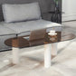 Contemporary Oval Glass Top Coffee Table with 3 Wooden Legs Cocktail Table Clearhalo 'Coffee & Accent Tables' 'Coffee Tables' 'coffee_tables' 'furn' 'furn_coffee_tables' 'Furniture' 'Living Room Furniture' 1200x1200_130aa5e9-4aac-4954-9957-b8633ff18897