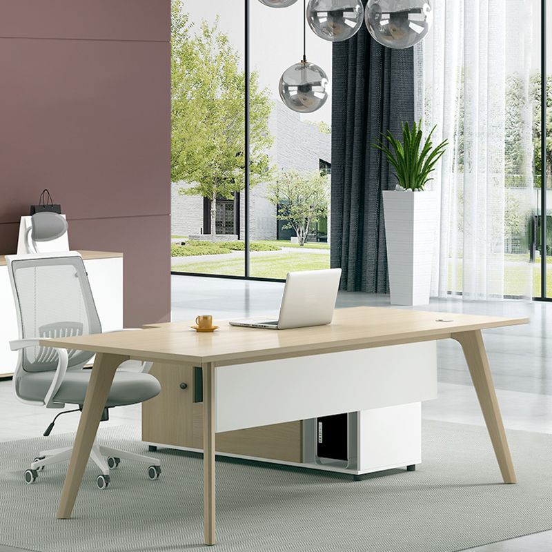Contemporary Wooden Drawer Office Desk Natural Rectangular Office Desk Clearhalo 'furn' 'furn_office_desk' 'Furniture' 'Office Desks' 'Office Furniture' 'office_desk' 1200x1200_130b8796-6550-4163-9b73-2cfdb03a31dd