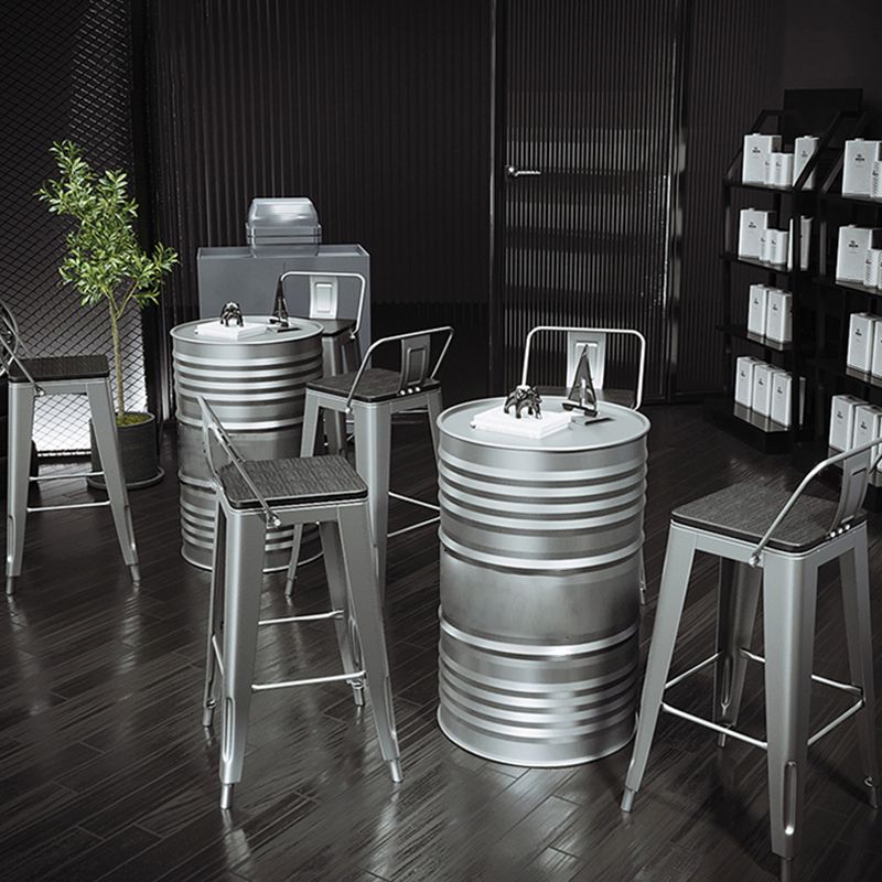 1/3/4 Pieces Industrial Bar Stool and Table Set Silver Iron Bar Set Clearhalo 'Bar Furniture' 'furn' 'furn_home_bar_bar_sets' 'Furniture' 'Home Bars & Bar Sets' 'home_bar_bar_sets' 'Kitchen & Dining Furniture' 1200x1200_130c4a03-049f-4277-9c61-bfa84a64a330