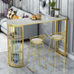 Glam Faux Marble Bistro Table Gold Iron Double Pedestal Bar Dining Table with 3-Shelf Clearhalo 'Bar Furniture' 'Bar Tables' 'bar_tables' 'furn' 'furn_bar_tables' 'Furniture' 'furniture_bar_tables' 'Kitchen & Dining Furniture' 1200x1200_130cfb6b-1da9-44e7-ad95-77f0b626c9be