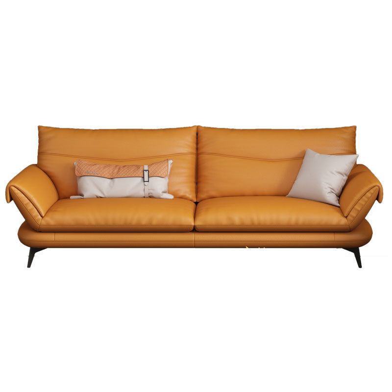 Contemporary Cushions Standard Sofa Leather Flared Arm Sofa for Living Room
