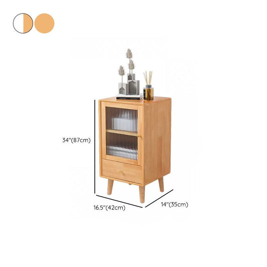 Contemporary Solid Wood Cabinet Glass Paned 1 - Door Natural Chest with Drawers Clearhalo 'Cabinets & Chests' 'cabinets_chests' 'furn' 'furn_cabinets_chests' 'Furniture' 'Living Room Furniture' 1200x1200_130e7342-52d4-4a7f-8e80-a5a67f55b1e9