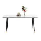 Metal and Stone Table Glam Style Minimalist Home Rectangular Dining Table Clearhalo 'Dining Tables & Seating' 'Dining Tables' 'dining_table' 'furn' 'furn_dining_table' 'Furniture' 'Kitchen & Dining Furniture' 1200x1200_130f5c63-5746-4e12-be32-7e5854432191
