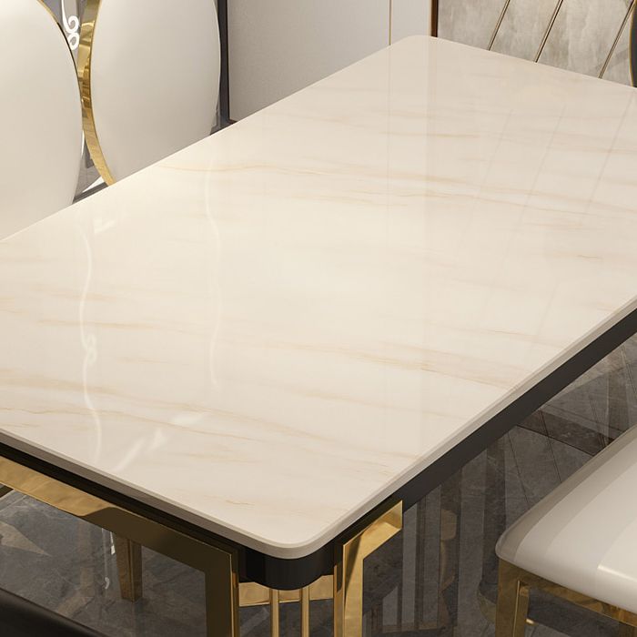 Tavolo da pranzo rettangolare in stile glam con base in metallo con 4 gambe