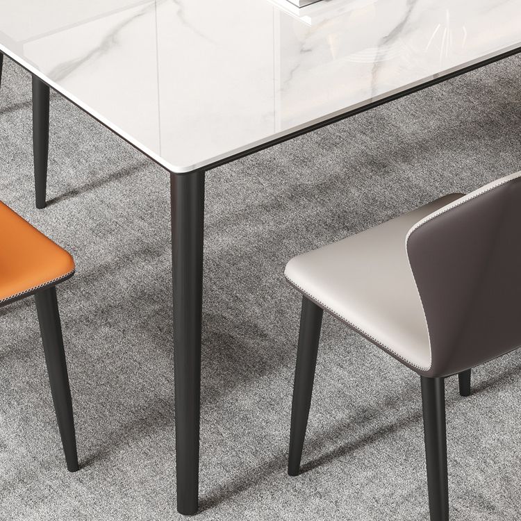 Rectangle Fixed Dining Table Industrial Sintered Stone White Home Table