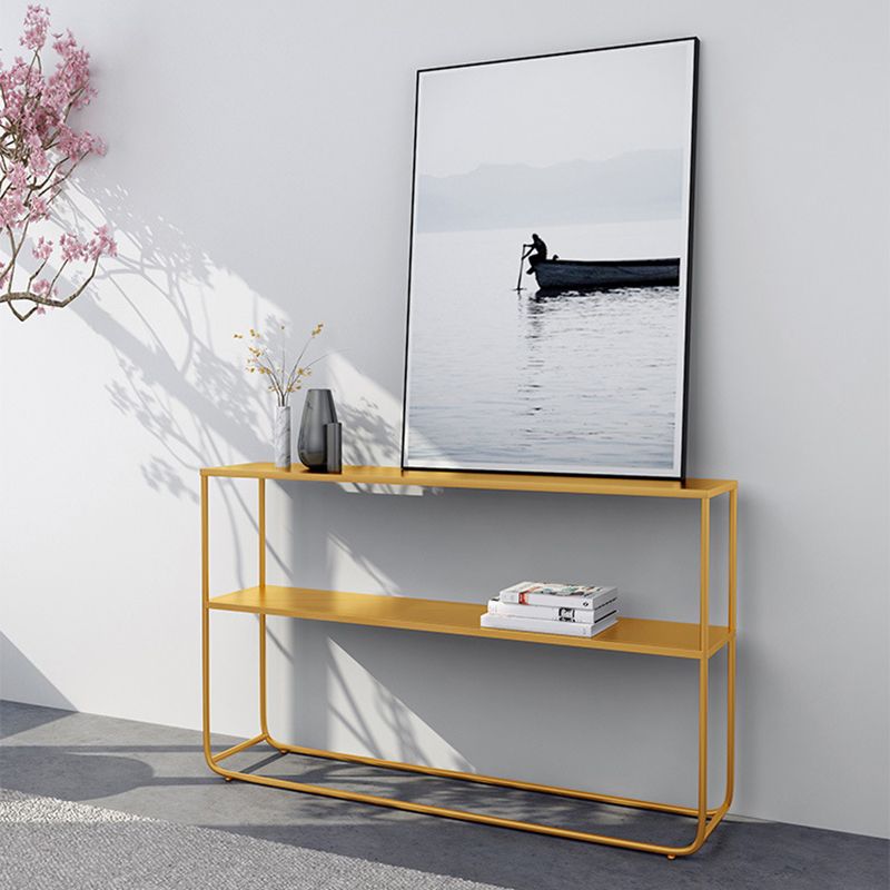 Contemporary Sofa Console Table Antique Finish Console Accent Table in Metal