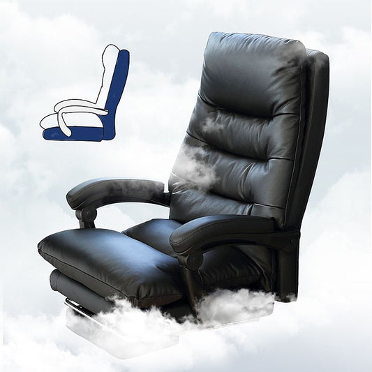 フェイクレザースイベルオフィスチェアフットレストマネージャーの椅子付きクロムフレーム