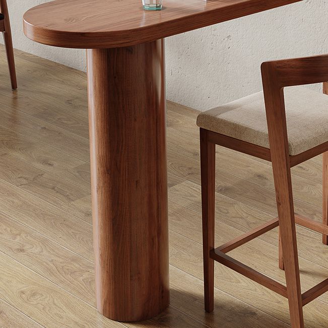 Brown Wood Pub Table with Specialty Table Top Double Pedestal Table - 41.3" H Clearhalo 'Bar Furniture' 'Bar Tables' 'bar_tables' 'furn' 'furn_bar_tables' 'Furniture' 'furniture_bar_tables' 'Kitchen & Dining Furniture' 1200x1200_13184204-f172-4275-ae29-26c60cda03a7