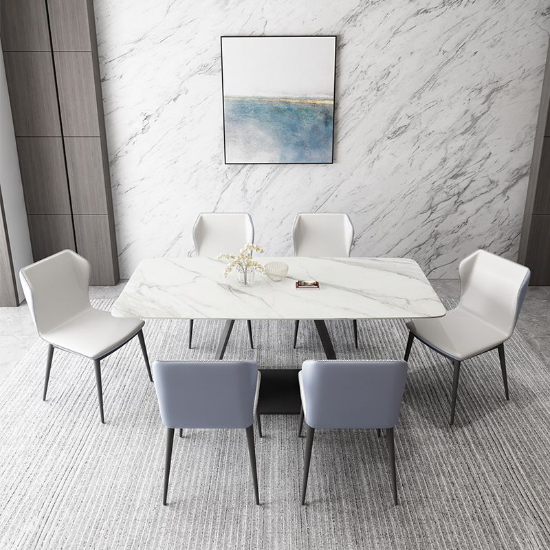 Modern Sintered Stone Top Dining Set Rectangular 1/4/5/7 Pieces Dining Room Table Set Clearhalo 'Dining Room Sets' 'Dining Tables & Seating' 'dining_room_set' 'furn' 'furn_dining_room_set' 'Furniture' 'Kitchen & Dining Furniture' 1200x1200_1318b5d6-d71e-4855-929b-4b390fc76d3d