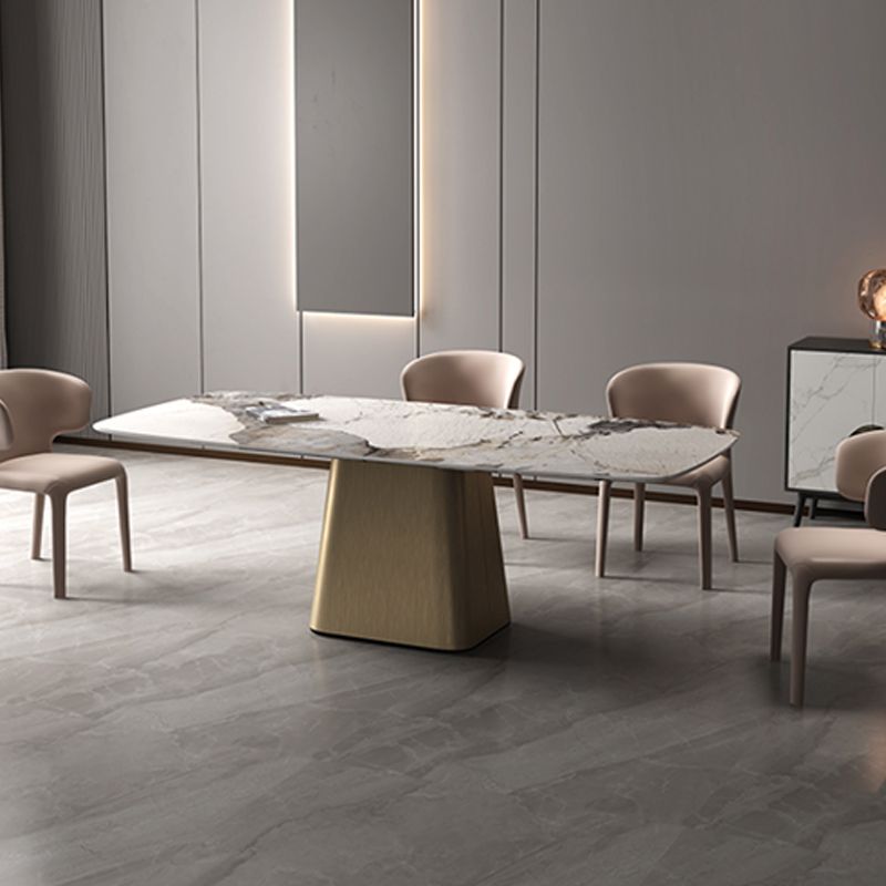 Industrial Sintered Stone Dining Table Rectangle Table with Metal Base Clearhalo 'Dining Tables & Seating' 'Dining Tables' 'dining_table' 'furn' 'furn_dining_table' 'Furniture' 'Kitchen & Dining Furniture' 1200x1200_1319dd3b-6273-41e5-95ce-e2cdfae71110