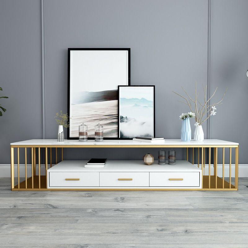 Glam Stone TV Media Stand 16" W Scaffalatura aperta Console TV con cassetti