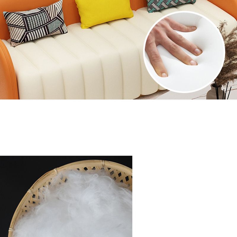 Contemporary Leather Sofa Square Arm Tight Back Sofa for Living Room