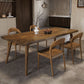 Mesa de comedor estilo simplicidad, mesa de comedor rectangular de madera maciza, color marrón