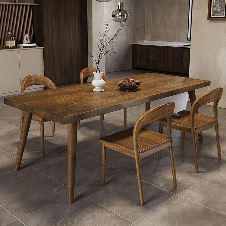 Mesa de comedor estilo simplicidad, mesa de comedor rectangular de madera maciza, color marrón
