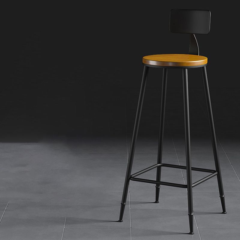 Industrial Metal Armless Bar Stool Wooden Round Bar Chair with Footrest